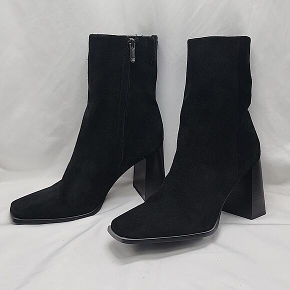 SAM EDELMAN IVETTE BLACK ANKLE BOOTS LEATHER STACKED HEEL LADIES SIZE 9.5 NWOB - Picture 1 of 16